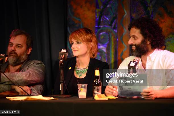 Writer Dan Harmon, comedian Erin McGathy, and actor/comedian Jason Mantzoukas perform onstage at HarmonQuest during 2017 SXSW Conference and...