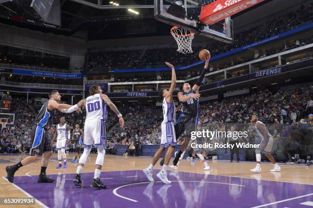 Aaron Gordon of the Orlando Magic shoots the ball against the Sacramento Kingson March 13, 2017 at Golden 1 Center in Sacramento, California. NOTE TO...