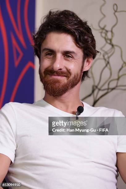 Pablo Aimar attends an TV interview prior to Draw Of FIFA U-20 World Cup Korea Republic 2017 at Hotel Novotel Suwon on March 14, 2017 in Suwon, South...