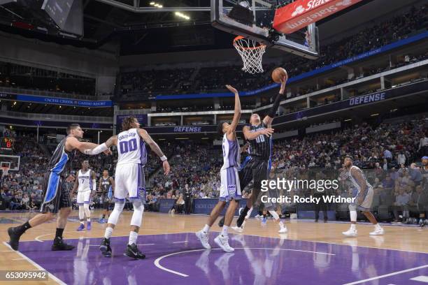 Aaron Gordon of the Orlando Magic shoots the ball against the Sacramento Kingson March 13, 2017 at Golden 1 Center in Sacramento, California. NOTE TO...