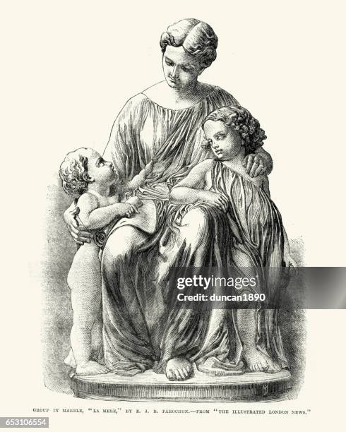 bildbanksillustrationer, clip art samt tecknat material och ikoner med le merem viktorianska mor och barn - parent statue