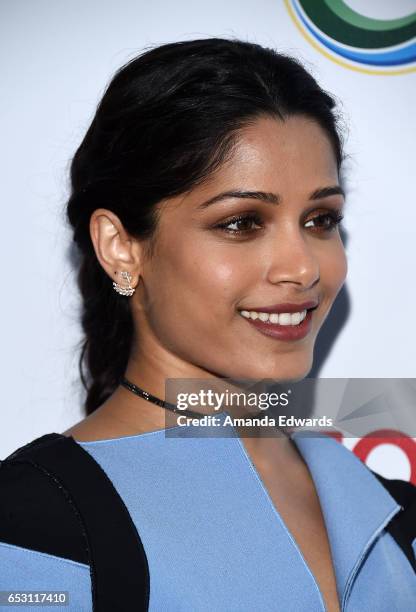 Actress Freida Pinto arrives at the UCLA Institute of the Environment and Sustainability Innovators for a Healthy Planet celebration on March 13,...