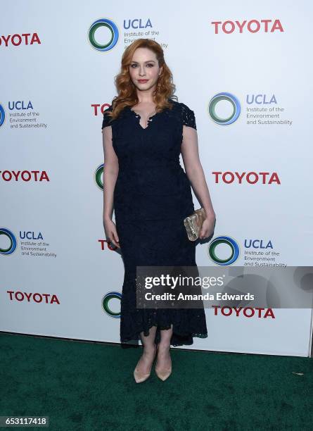 Actress Christina Hendricks arrives at the UCLA Institute of the Environment and Sustainability Innovators for a Healthy Planet celebration on March...