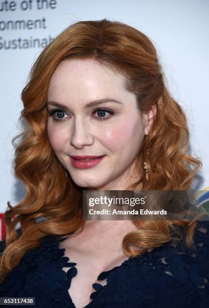 Actress Christina Hendricks arrives at the UCLA Institute of the Environment and Sustainability Innovators for a Healthy Planet celebration on March...