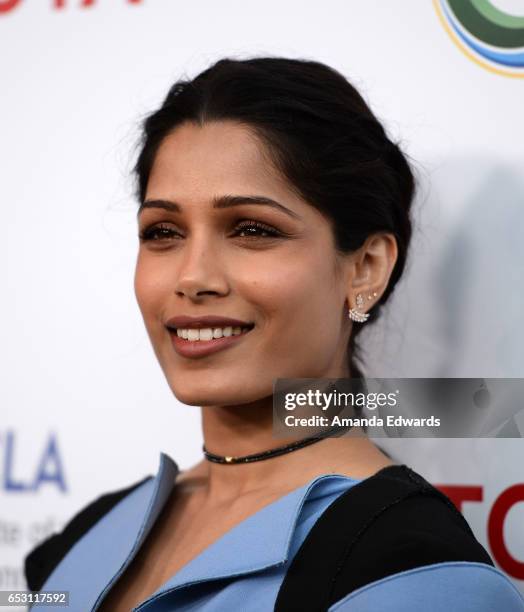 Actress Freida Pinto arrives at the UCLA Institute of the Environment and Sustainability Innovators for a Healthy Planet celebration on March 13,...