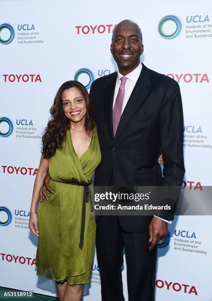 Former NBA player John Salley and Natasha Duffy arrive at the UCLA Institute of the Environment and Sustainability Innovators for a Healthy Planet...