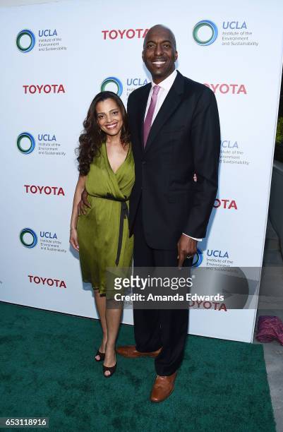 Former NBA player John Salley and Natasha Duffy arrive at the UCLA Institute of the Environment and Sustainability Innovators for a Healthy Planet...