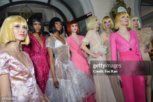 Models walk the runway during the William Arlotti Show at Hotel Lancaster Hosted by Domaine de La Croix wines on March 13, 2017 in Paris, France.