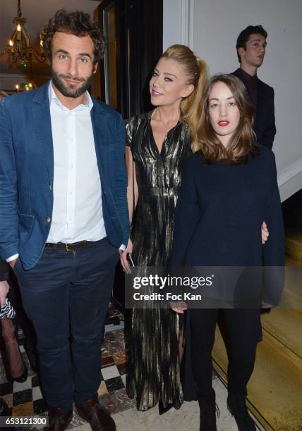 Bartholomew Boutellis, Julia Battaia and Juliette Besson attend William Arlotti Show at Hotel Lancaster Hosted by Domaine de La Croix wines on March...