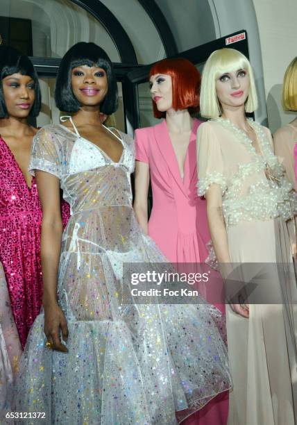 Models walk the runway during the William Arlotti Show at Hotel Lancaster Hosted by Domaine de La Croix wines on March 13, 2017 in Paris, France.