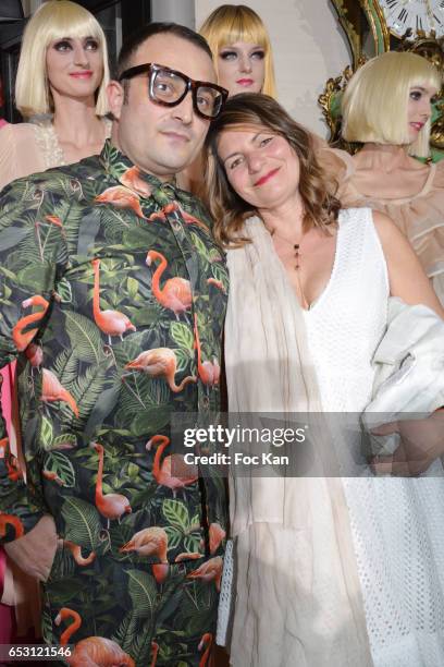 Designer William Arlotti, guest owner of Domaine de La Croix and models pose during the William Arlotti Show at Hotel Lancaster Hosted by Domaine de...