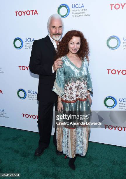 Makeup artists Rick Baker and Silvia Abascal arrive at the UCLA Institute of the Environment and Sustainability Innovators for a Healthy Planet...