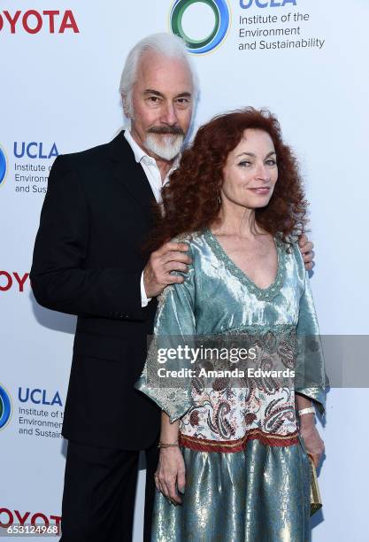 Makeup artists Rick Baker and Silvia Abascal arrive at the UCLA Institute of the Environment and Sustainability Innovators for a Healthy Planet...