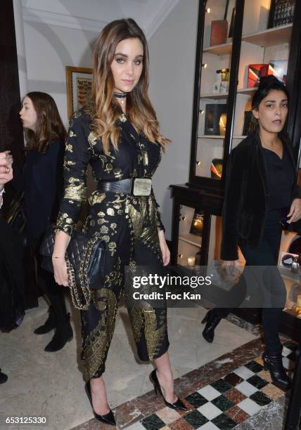 Actress Elisa Bachir Bey attends William Arlotti Show at Hotel Lancaster Hosted by Domaine de La Croix wines on March 13, 2017 in Paris, France.