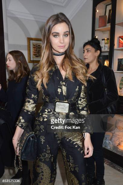 Actress Elisa Bachir Bey attends William Arlotti Show at Hotel Lancaster Hosted by Domaine de La Croix wines on March 13, 2017 in Paris, France.