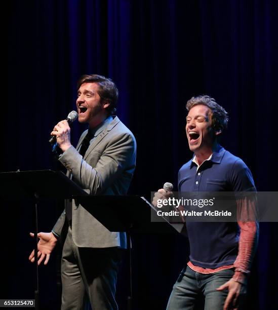 Colin Hanlon and Barrett Foa performing at the Vineyard Theatre 2017 Gala at the Edison Ballroom on March 13, 2017 in New York City.