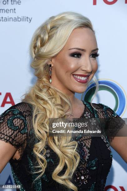 Actress Debbie Sherman arrives at the UCLA Institute of the Environment and Sustainability Innovators for a Healthy Planet celebration on March 13,...