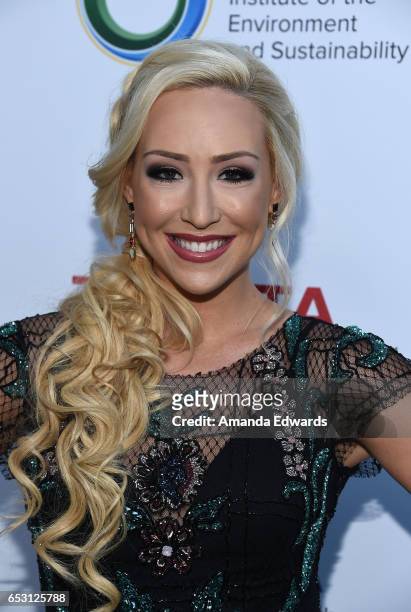 Actress Debbie Sherman arrives at the UCLA Institute of the Environment and Sustainability Innovators for a Healthy Planet celebration on March 13,...