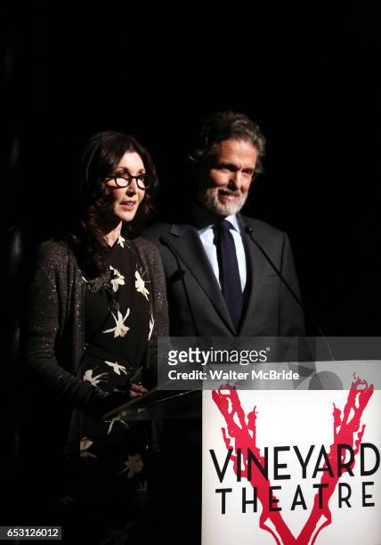 Joanna Gleason and Chris Sarandon on stage at the Vineyard Theatre 2017 Gala at the Edison Ballroom on March 13, 2017 in New York City.