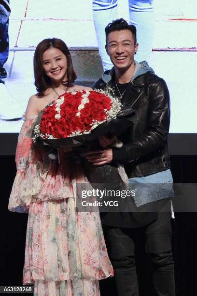 Actress and singer Charlene Choi and singer Pakho Chau attend emperor motions pictures press conference as part of Hong Kong International Film and...