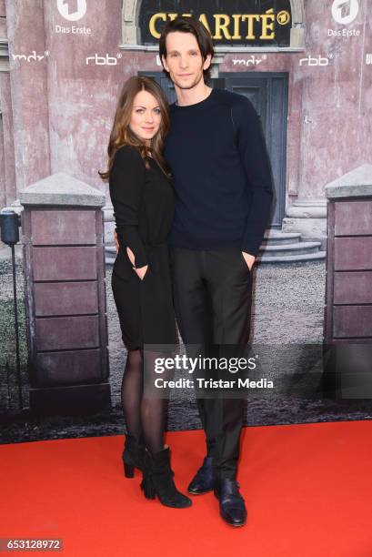 German actor Alice Dwyer and her boyfriend german actor Sabin Tambrea attend the 'Charite' Berlin Premiere on March 13, 2017 in Berlin, Germany.