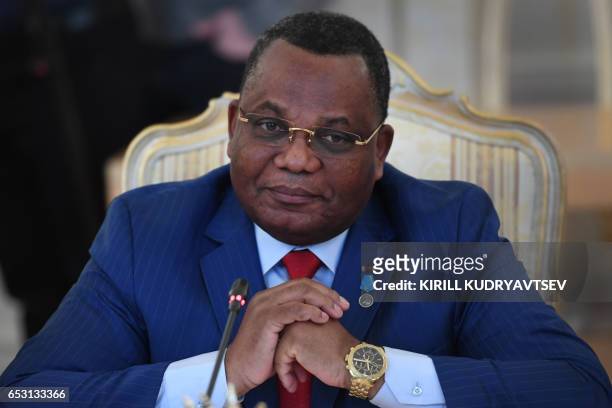 Congolese Foreign Minister Jean-Claude Gakosso looks on during a meeting with his Russian counterpart in Moscow on March 14, 2017.