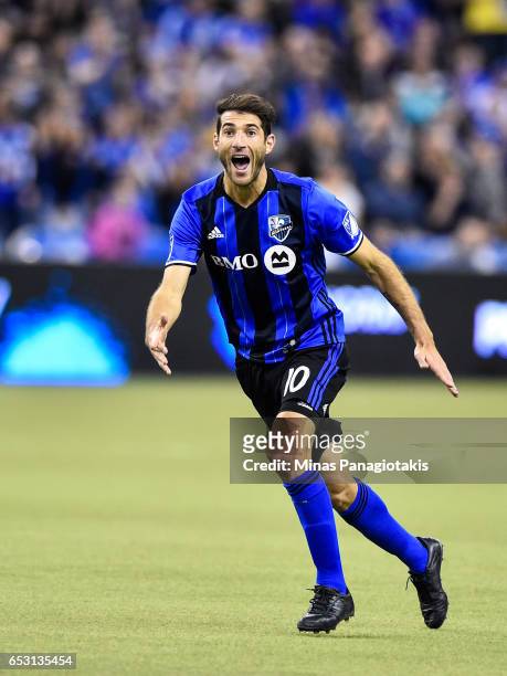March 11: Ignacio Piatti of the Montreal Impact reacts during the MLS game against the Seattle Sounders FC at Olympic Stadium on March 11, 2017 in...