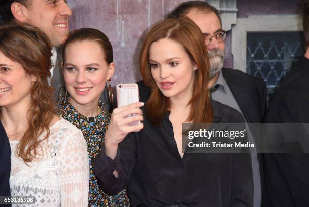 Emilia Schuele and Alicia von Rittberg attend the 'Charite' Berlin Premiere on March 13, 2017 in Berlin, Germany.