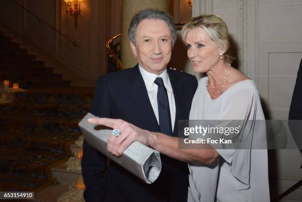 Michel Drucker and Edith Rebillon vice president of the foundation Recherche en Physiologie attend 'La Recherche en Physiologie' Charity Gala at Four...