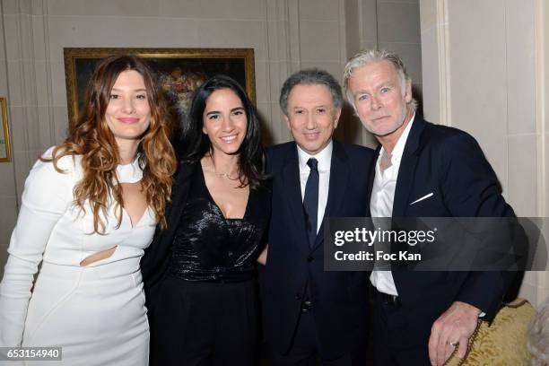 Alice Pol, Daniele Dubosc, Michel Drucker and Franck Dubosc attend 'La Recherche en Physiologie' Charity Gala at Four Seasons Hotel George V on March...