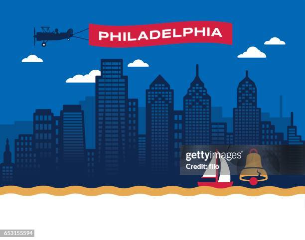 skyline von philadelphia - one liberty plaza stock-grafiken, -clipart, -cartoons und -symbole