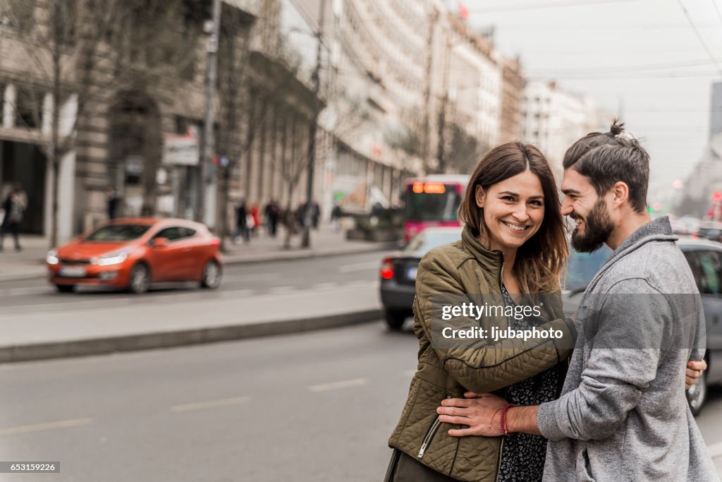 Photo of Happy Couple In A City
