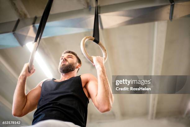 workout in the gym - pectoral muscle stockfoto's en -beelden