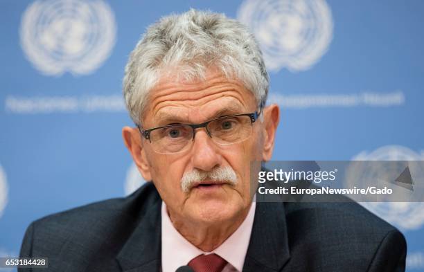 Portrait of Mogens Lykketoft, President of the United Nations' 70th Session of the General Assembly on the debate of the nominees for Secretary...