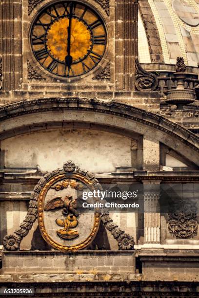 metropolitan cathedral central part detailed - mexico city clock tower stock pictures, royalty-free photos & images