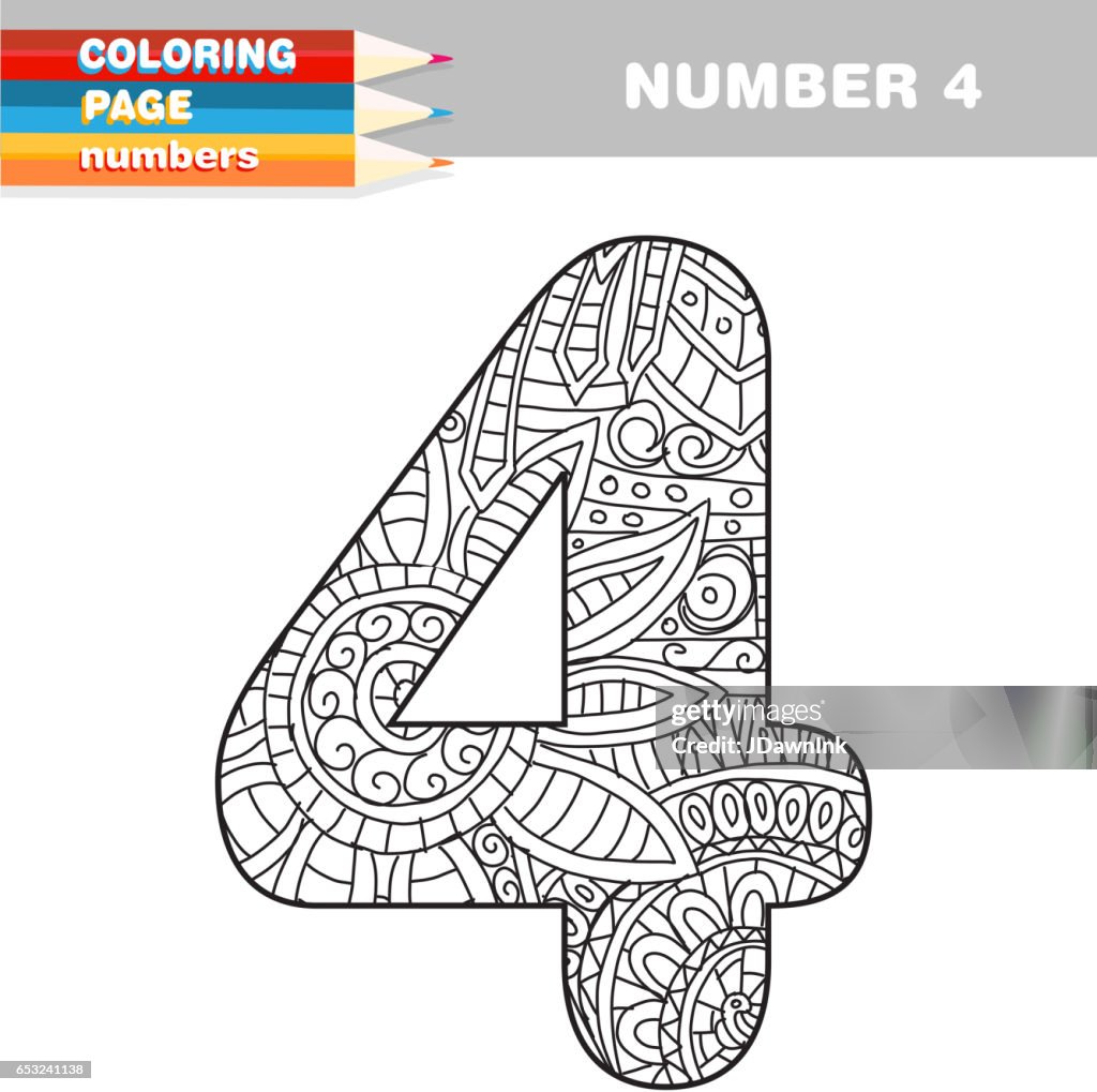 Modello di disegnare a mano i numeri dei libri da colorare per adulti