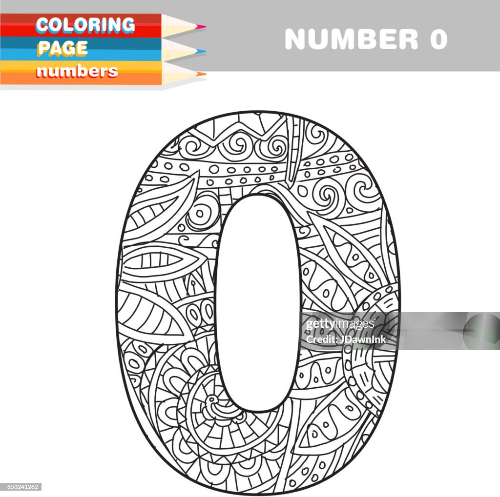 Adult Coloring book numbers hand drawn template