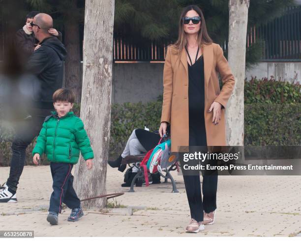 Romina Belluscio and her son Enzo Gutierrez are seen on March 13, 2017 in Madrid, Spain.