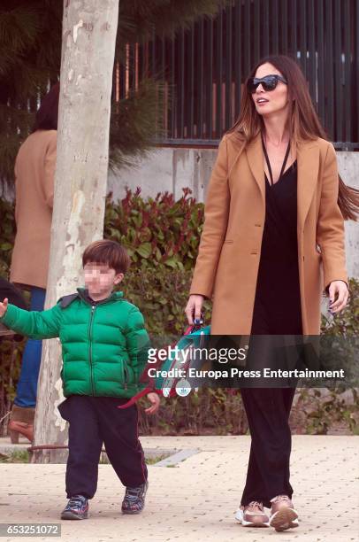 Romina Belluscio and her son Enzo Gutierrez are seen on March 13, 2017 in Madrid, Spain.