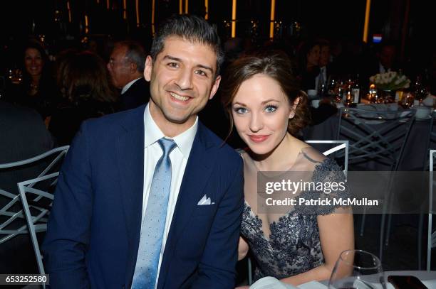 Tony Yazbeck and Laura Osnes attend the Guild Hall Academy of the Arts Achievement Awards & Benefit Dinner at The Rainbow Room on March 13, 2017 in...