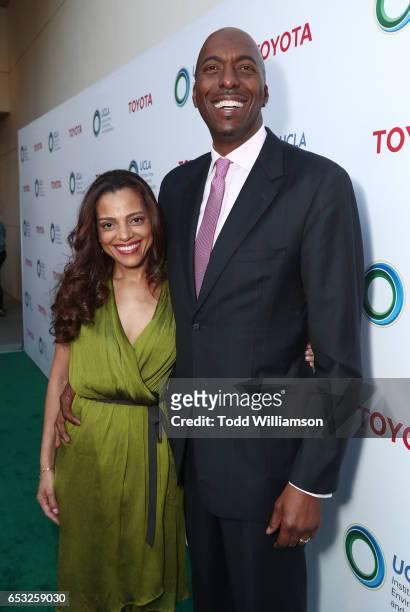 Natasha Duffy and John Salley attend the UCLA Institute Of The Environment And Sustainability Celebrates Innovators For A Healthy Planet on March 13,...