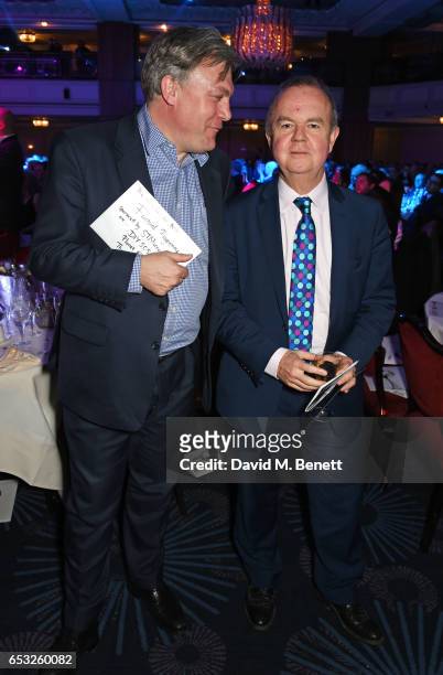 Ed Balls and Ian Hislop pose at the TRIC Awards 2017 at The Grosvenor House Hotel on March 14, 2017 in London, England.
