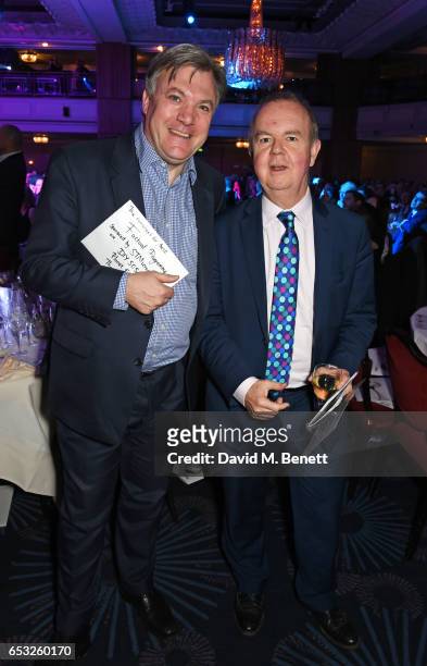 Ed Balls and Ian Hislop pose at the TRIC Awards 2017 at The Grosvenor House Hotel on March 14, 2017 in London, England.