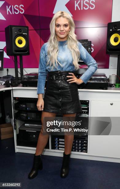 Louisa Johnson visits the Kiss FM studio on March 14, 2017 in London, United Kingdom.