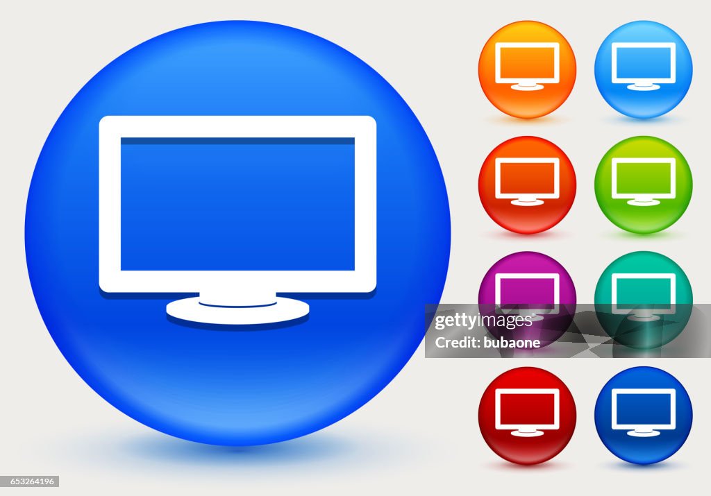 Icona del televisore sui pulsanti Shiny Color Circle