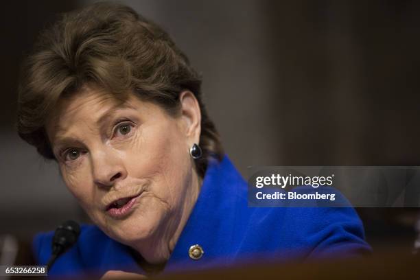 Senator Jeanne Shaheen, a Democrat from New Hampshire, speaks during a Senate Committee on Armed Services hearing in Washington, D.C., U.S., on...