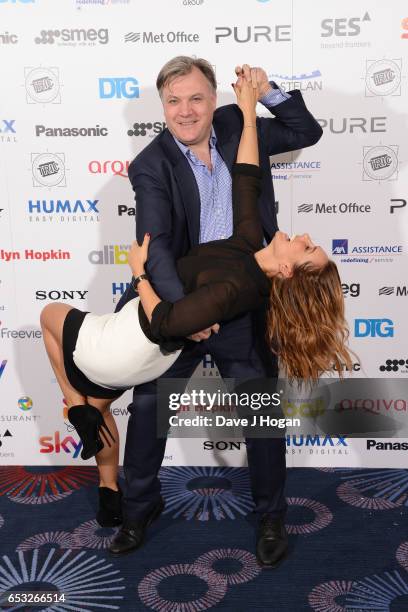 Ed Balls and Louise Redknapp pose in the winners room at the TRIC Awards 2017 at The Grosvenor House Hotel on March 14, 2017 in London, England.