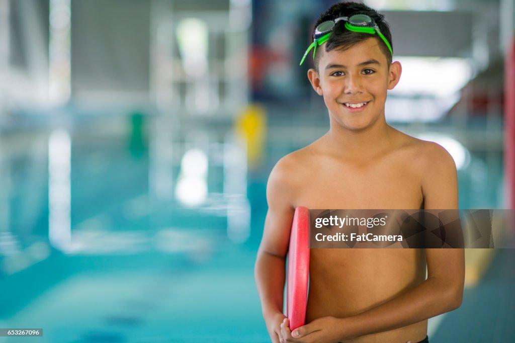 Young Boy Going for a Swim