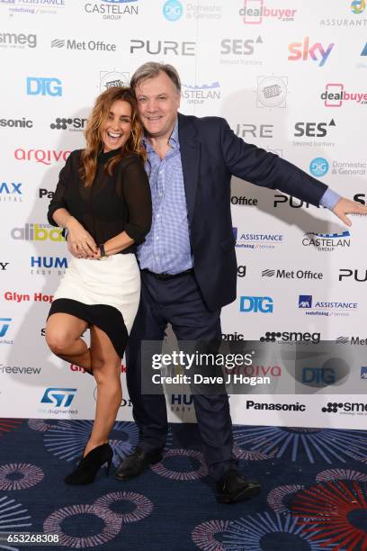 Ed Balls and Louise Redknapp pose in the winners room at the TRIC Awards 2017 at The Grosvenor House Hotel on March 14, 2017 in London, England.