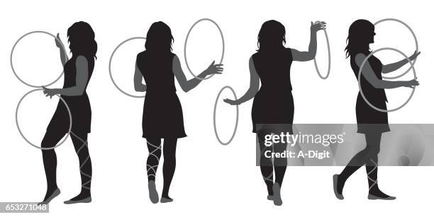 circus hoola hoop dance - hula hooping stock illustrations